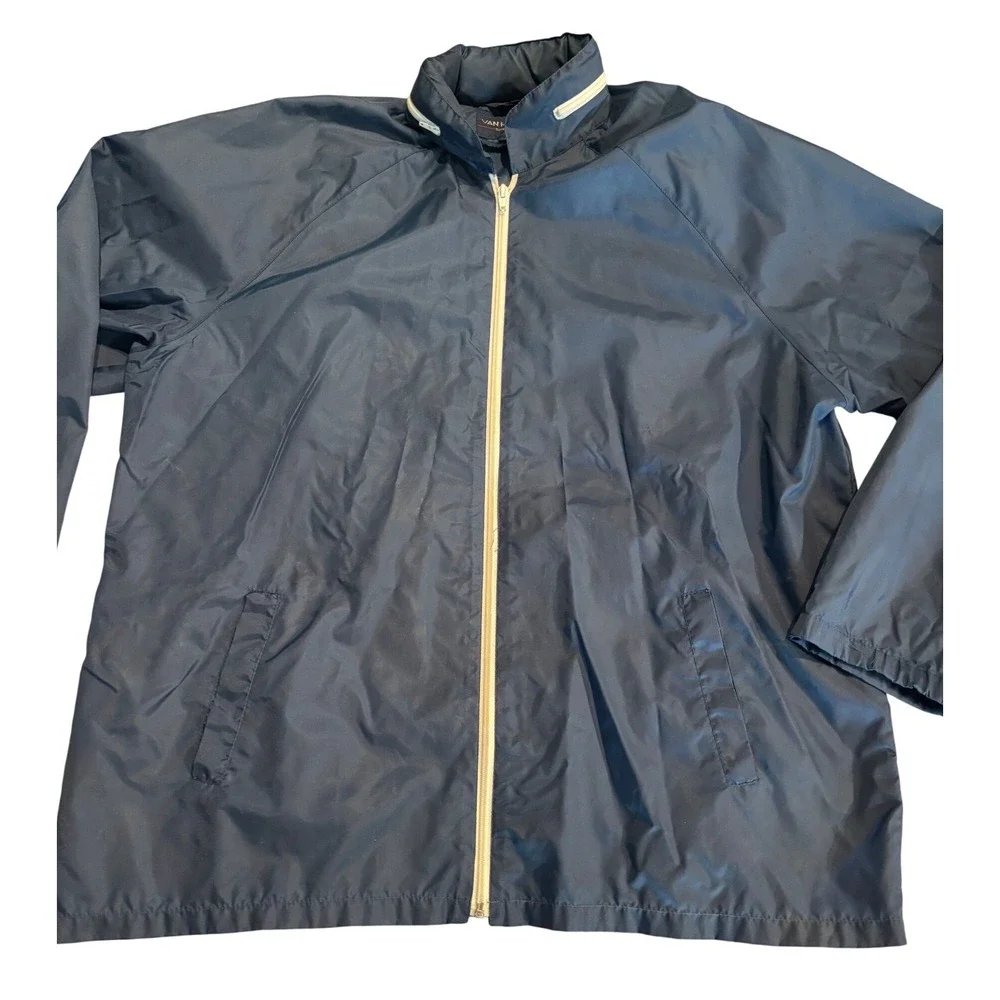 Van Heusen Mens XL Navy Blue Nylon Full‎ Zip Windbreaker Jacket Lightweight XL